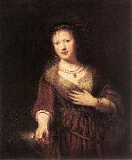REMBRANDT Harmenszoon van Rijn Portrait of Saskia with a Flower USA oil painting reproduction